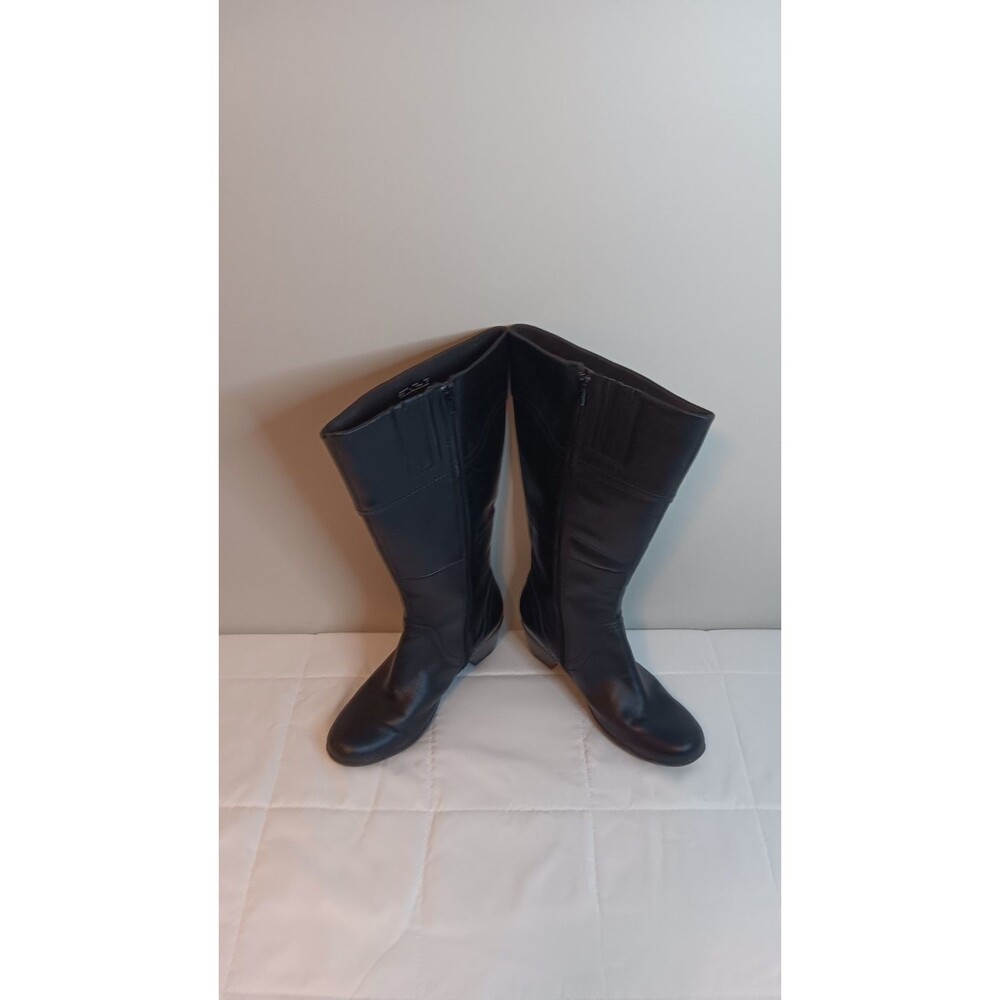 Clarks Black Leather Riding Boots Equestrian Buckle Detail Sz 9.5
